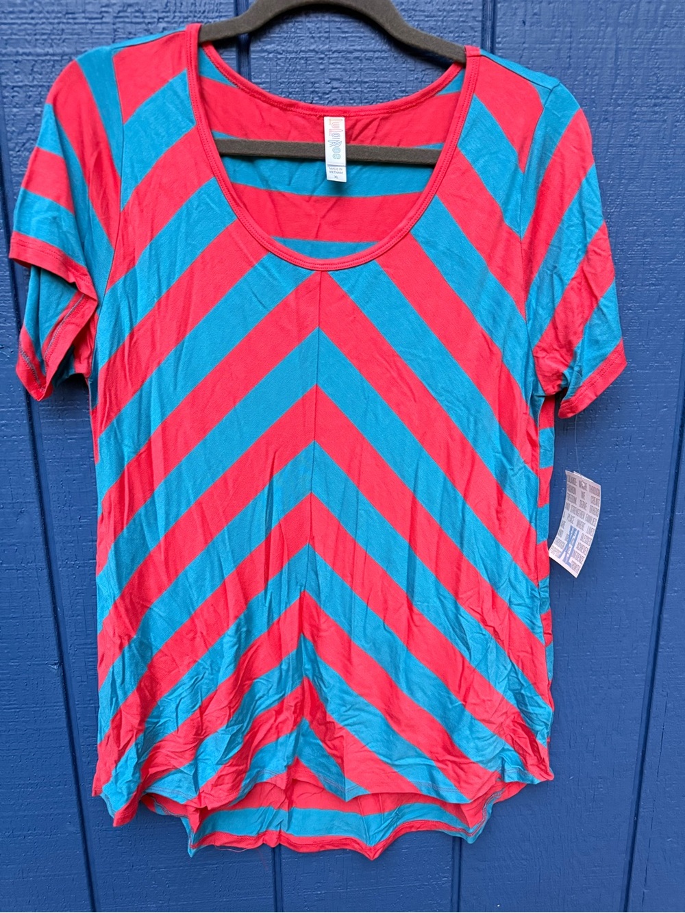 Women's Pink & Teal Chevron Round Neck Top